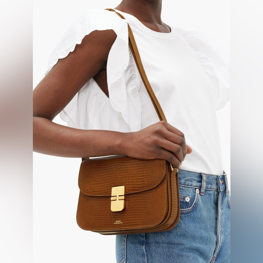 A.P.C. small grace bag brown embossed croc leather